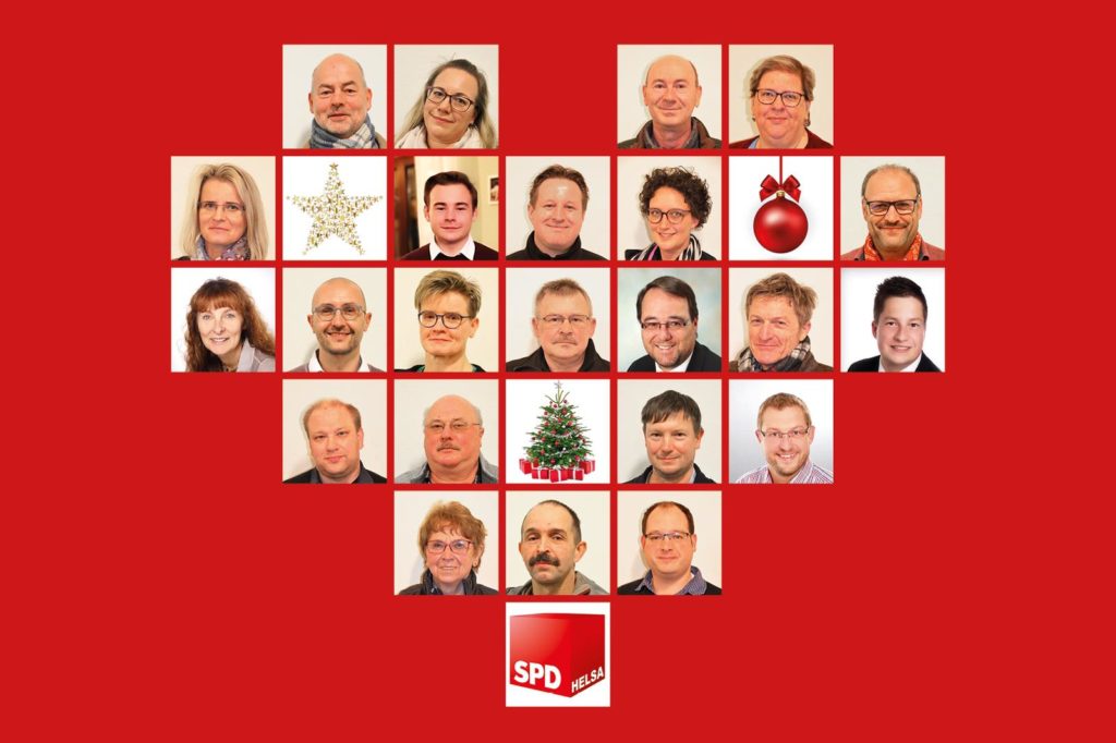 Grafik: Weihnachtsgrüße mit Collage der Kandidaten in Herzform